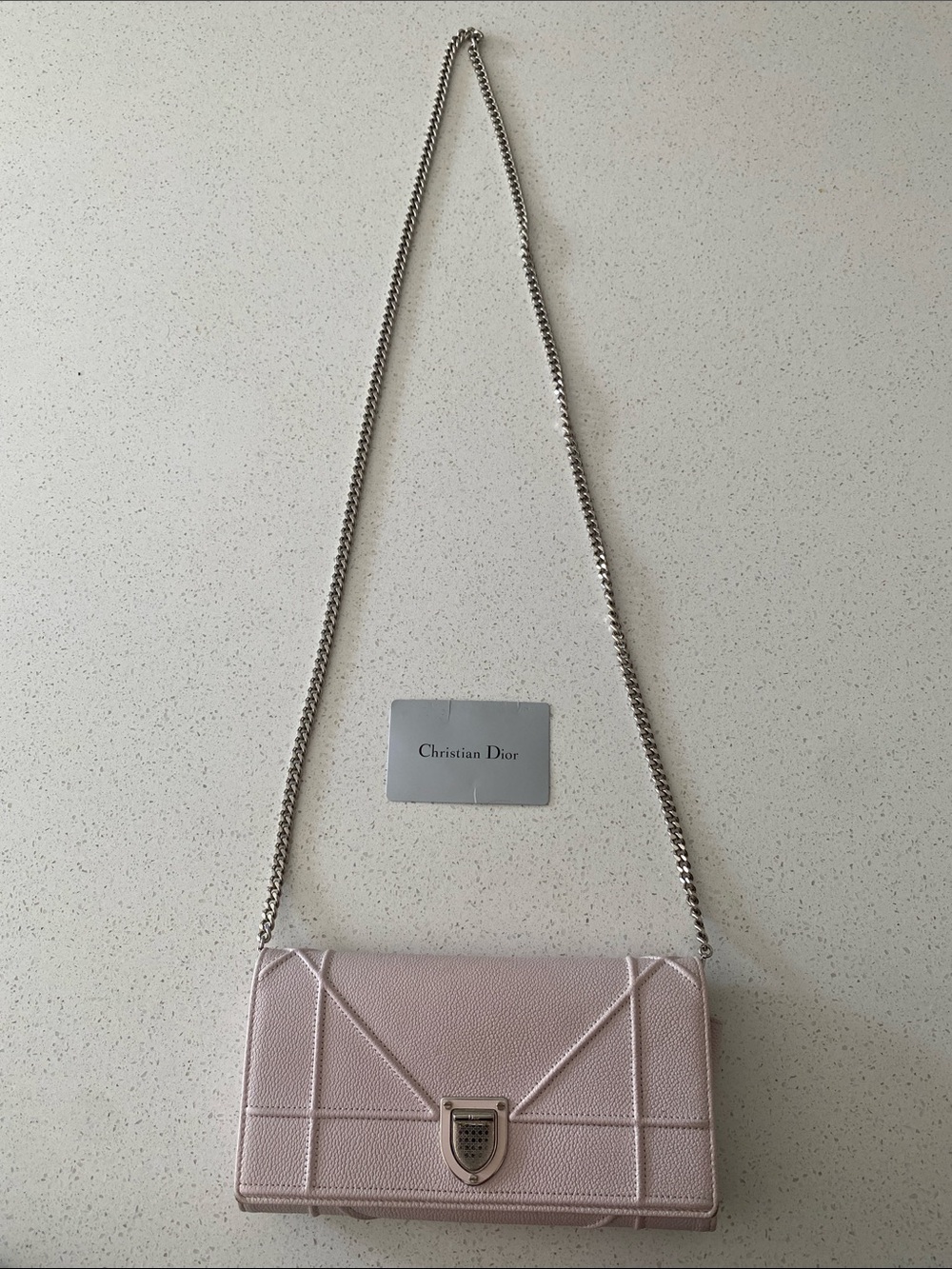 Dior Baby Pink Crossbody Bag with Silver Chain